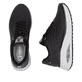 Schwarze vegane Rieker Damen Sneaker Low W2700-00 mit einer Schnürung. Schuh von oben, liegend.