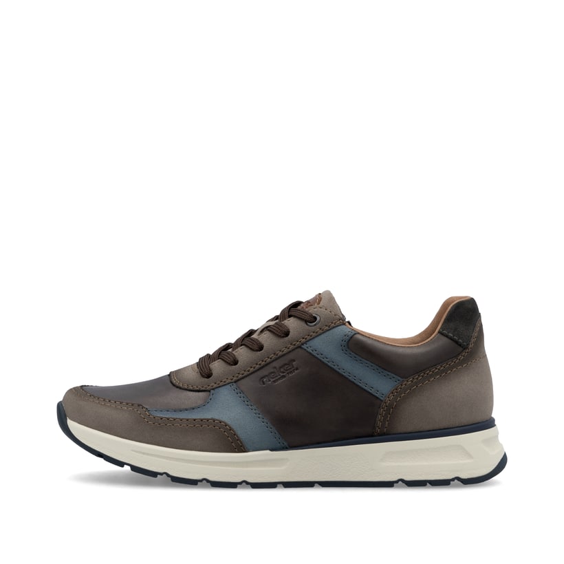 Braune Rieker Herren Sneaker Low B0704-25 mit einem Reißverschluss. Schuh Außenseite.