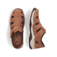 Braune Rieker Herren Slipper 08067-24 mit Klettverschluss sowie Komfortweite G. Schuh von oben, liegend.