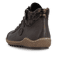Dunkelbraune Rieker Damen Kurzstiefel L7514-25 mit wasserabweisender TEX-Membran. Schuh von hinten.