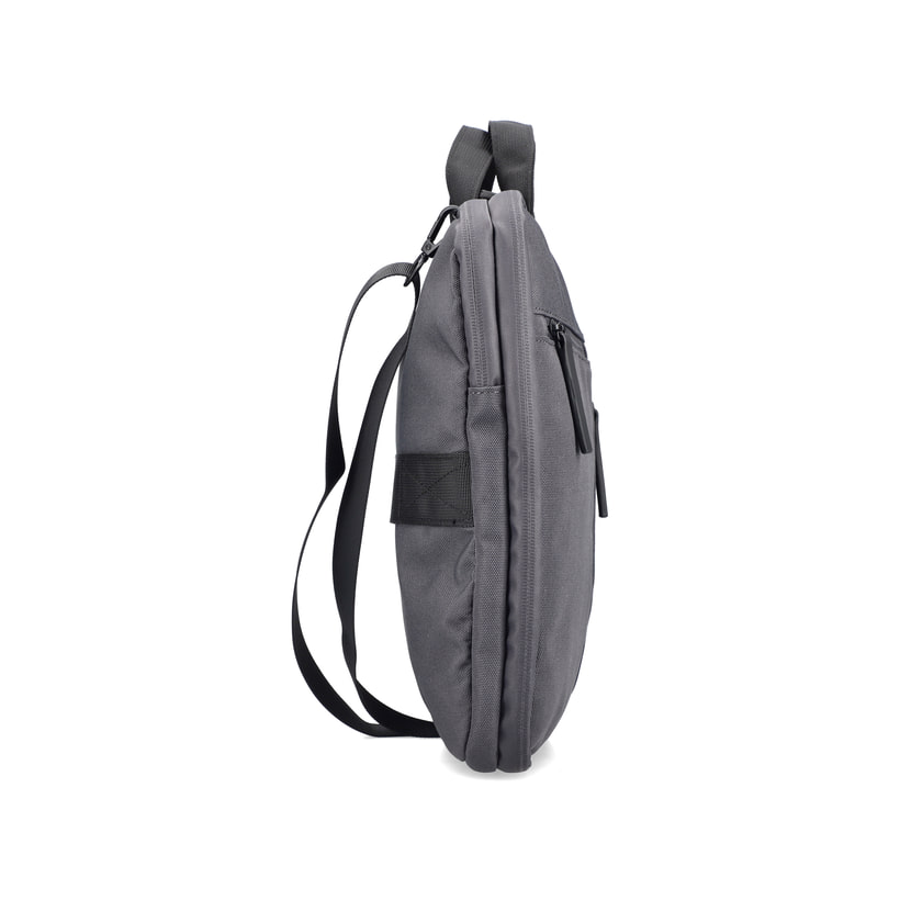 Sac pour ordinateur portable Rieker H5000-42 en gris avec grand espace de rangement, bandoulière amovible et fermeture éclair. Ouvert.