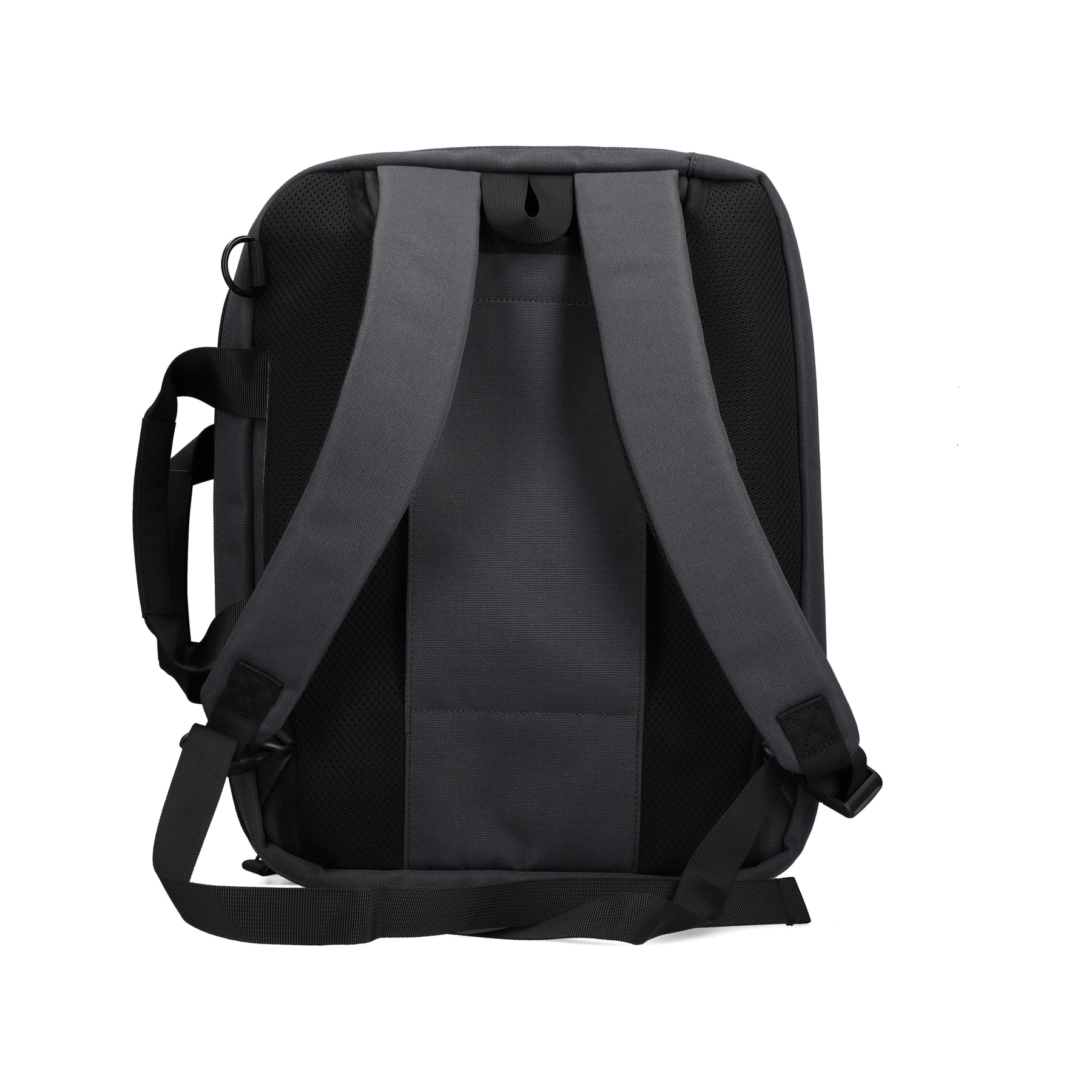 Rieker Laptoptasche H5200-42 in Grau mit braunem Lederdetail, Reißverschluss, gepolstertem Laptopfach und zum Umhängen. Rückseite.