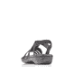 Schwarze Rieker Damen Riemchensandalen 60870-00 mit einem Elastikeinsatz. Schuh von hinten.