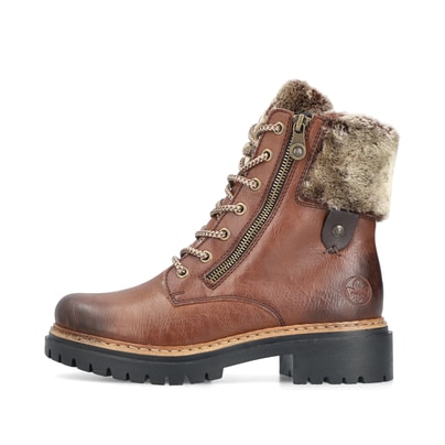 
Kastanienbraune Rieker Damen Schnürstiefel 72608-24 mit einer leichten Sohle. Schuh Außenseite