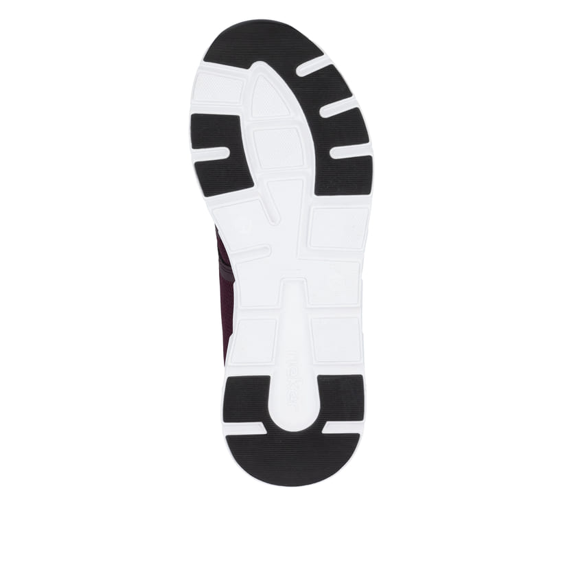 Dunkelrote Rieker Damen Sneaker Low M9000-32 mit einer Schnürung. Schuh Laufsohle.