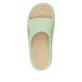Grüne Rieker Damen Pantoletten W3350-52 mit flexibler und ultraleichter Sohle. Schuh von oben.