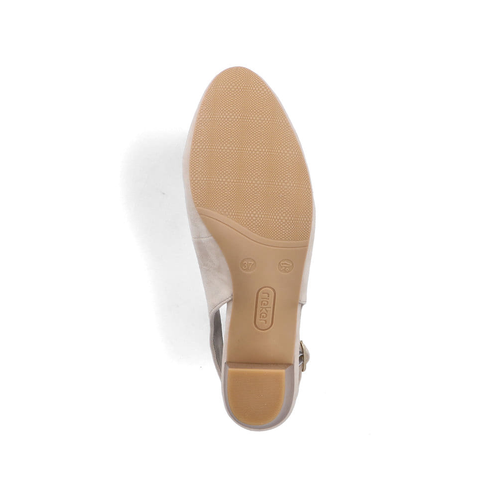 Beige Rieker Slingpumps 44651-60 aus Rauleder mit Schnallen. Schuh Laufsohle.