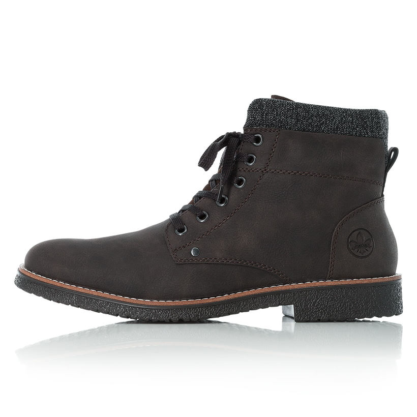 
Nussbraune Rieker Herren Schnürstiefel 33640-25 mit Schnürung und Reißverschluss. Schuh Außenseite