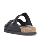 Schwarze Rieker Herren Pantoletten 21190-00 mit Schnallen sowie der Extraweite H. Schuh von hinten.