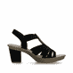 Schwarze Rieker Riemchensandaletten 66526-00 mit Strasssteinen sowie Gummizug. Schuh Innenseite.