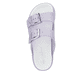Fliederfarbene Rieker Damen Pantoletten P2180-30 mit einer Schnalle. Schuh von oben.