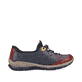 Azurblaue Rieker Damen Slipper N3271-35 mit Gummizug sowie einer leichten Sohle. Schuh Innenseite