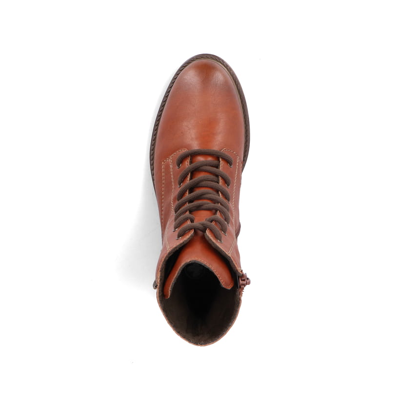 Tiefschwarze Rieker Damen Schnürstiefel 71248-00 mit einer schockabsorbierenden Sohle. Schuh Innenseite
