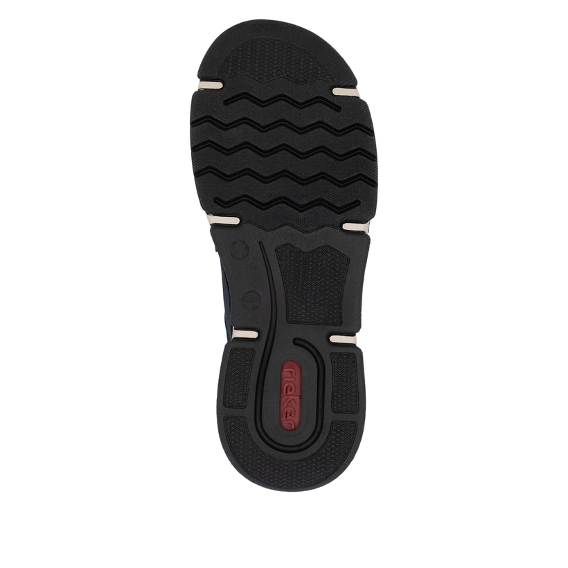 Dunkelblaue Rieker Damen Slipper 45963-14 mit Ready2GO Schnell-Anziehfunktion. Schuh Laufsohle.