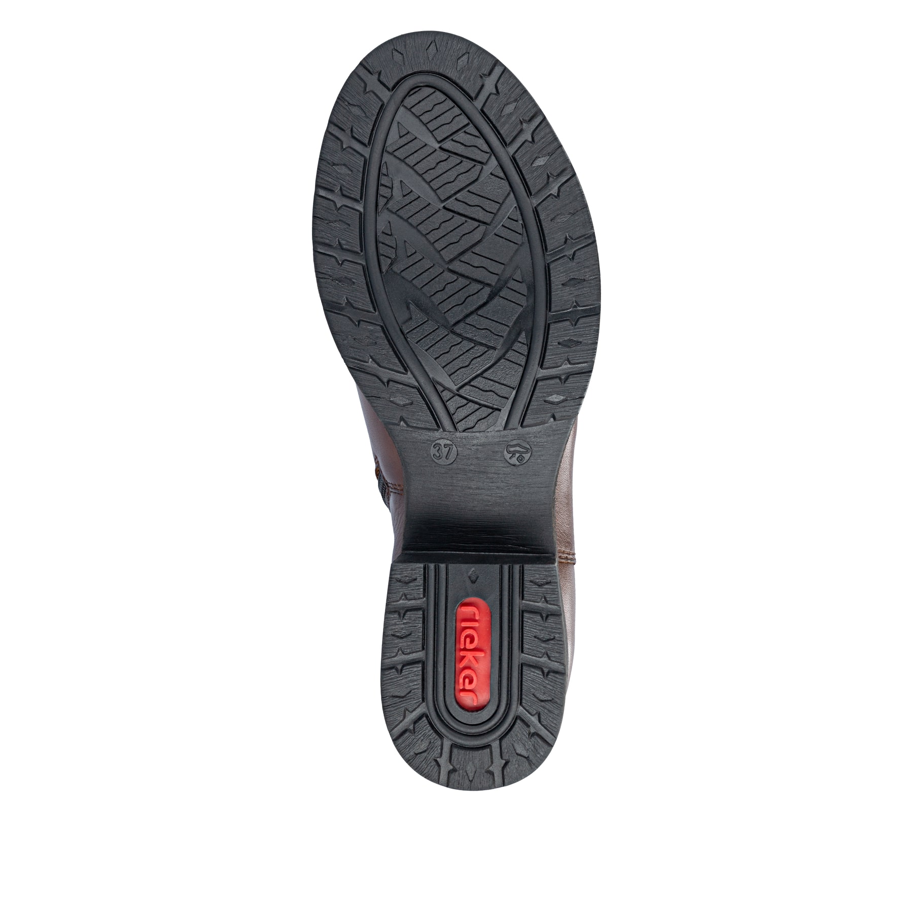 Dunkelbraune Rieker Damen Hochschaftstiefel Z9591-29 aus Glattleder. Schuh Laufsohle.