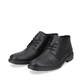 
Tiefschwarze Rieker Herren Schnürschuhe 17604-00 mit einer schockabsorbierenden Sohle. Schuhpaar schräg.