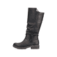
Tiefschwarze Rieker Damen Hochschaftstiefel Z4776-00 mit einer robusten Profilsohle. Schuh Außenseite