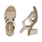 Beige Rieker Riemchensandaletten 66526-62 mit Strasssteinen sowie einem Gummizug. Schuh von oben, liegend.