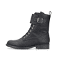
Asphaltschwarze Rieker Damen Schnürstiefel 70640-00 mit Schnürung und Reißverschluss. Schuh Außenseite