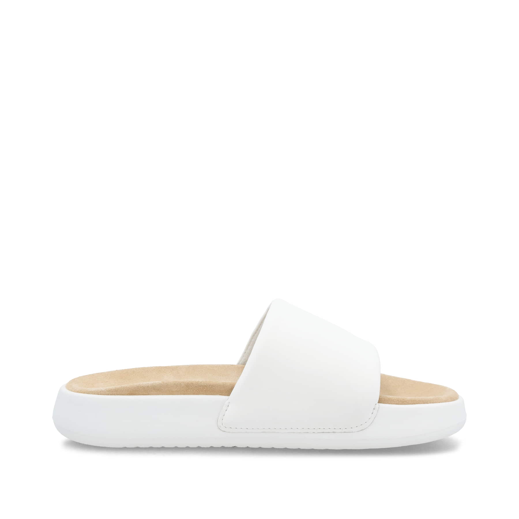 Weiße Rieker Herren Pantoletten U3250-80 mit ultraleichter und flexibler Sohle. Schuh Innenseite.
