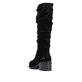 Schwarze Rieker Damen Hochschaftstiefel 74192-00 mit gerafftem Schaft. Schuh von hinten.