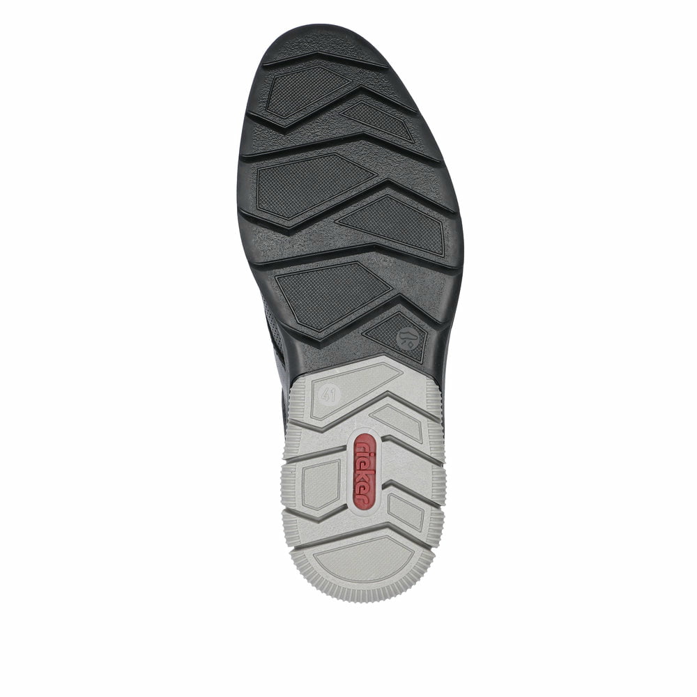 Schwarze Rieker Herren Slipper 14450-00 mit Gummizug sowie Komfortweite G 1/2. Schuh Laufsohle.