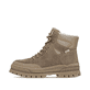 Bottes à lacets Rieker beiges pour femme W2176-64 avec semelle Fiber-Grip. Côté extérieur de la chaussure.