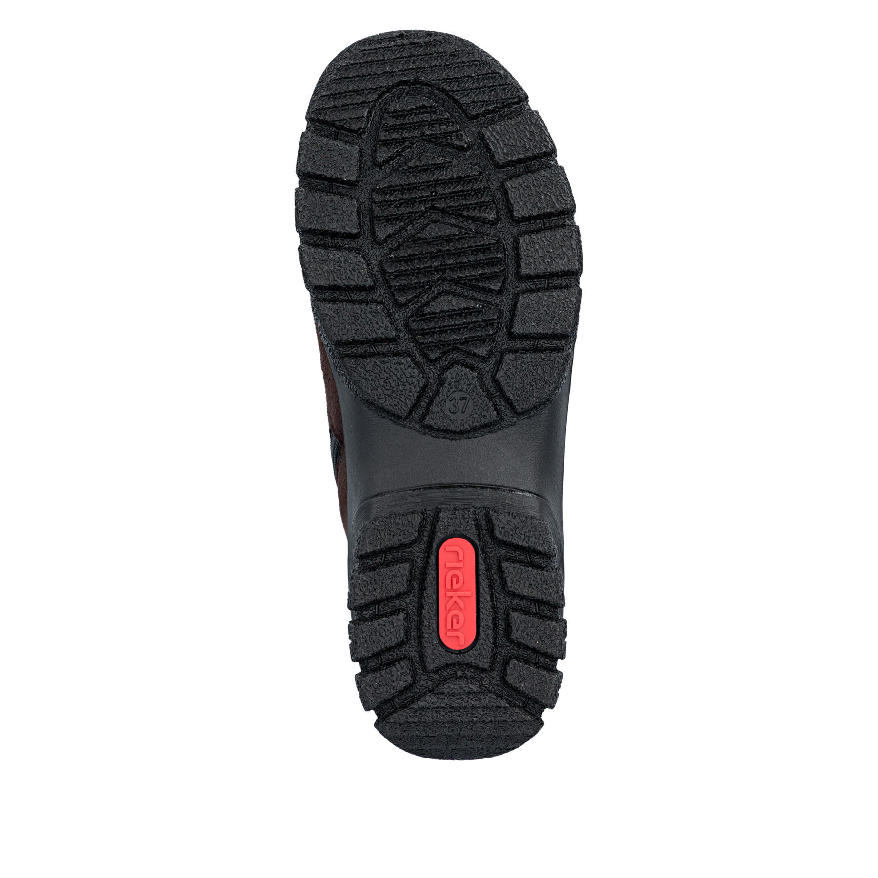 Dunkelbraune Rieker Damen Schnürstiefel Z7220-25 mit Strick-Kragen. Schuh Laufsohle.