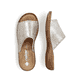 Hellbeige Rieker Damen Pantoletten 60896-62 mit einem Klettverschluss. Schuh von oben, liegend.
