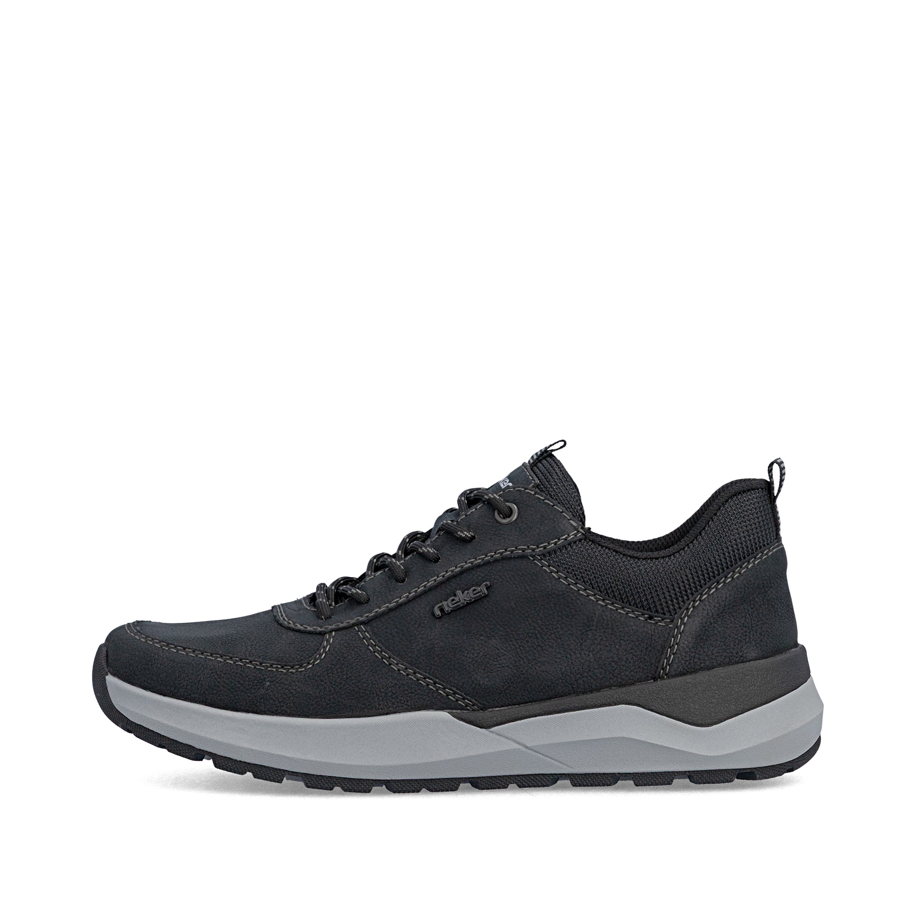 Chaussures à lacets Rieker noires hommes 06002-00 avec fermeture éclair. Côté extérieur de la chaussure.