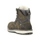 
Olivgrüne Rieker Herren Schnürstiefel 38425-54 mit Schnürung und Reißverschluss. Schuh von hinten
