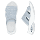 Blaue vegane Rieker Damen Pantoletten W3150-10 mit einem Gummizug. Schuh von oben, liegend.