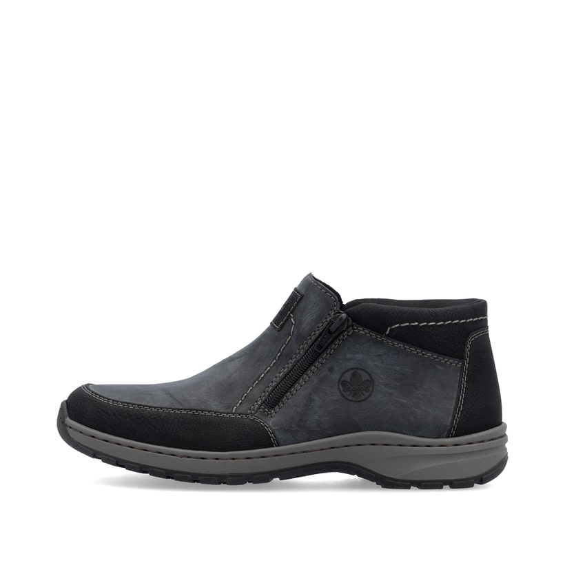 Asphaltgraue Rieker Herren Slipper 03352-45 mit einer schockabsorbierenden Sohle. Schuh Außenseite