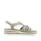 Grüne Rieker Keilsandaletten V0245-52 mit Schmuckelementen sowie einem Gummizug. Schuh Innenseite.