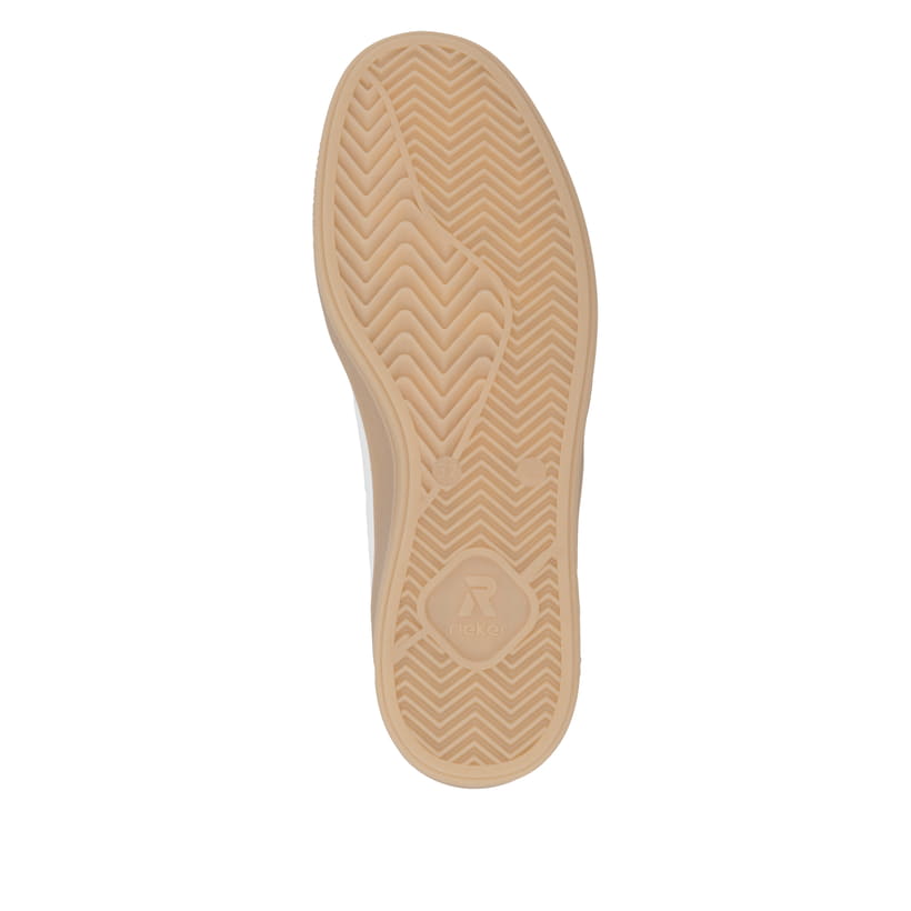Weiße Rieker Damen Sneaker Low W2200-84 mit einer Schnürung. Schuh Laufsohle.