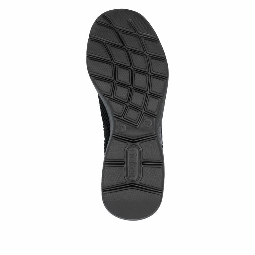 Baskets basses Rieker noires femme M5066-00 avec option easy in facile. Semelle extérieure de la chaussure.