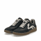 Baskets basses Rieker bleues vegan pour femme M5512-15 avec lacets. Chaussures inclinées sur le côté.