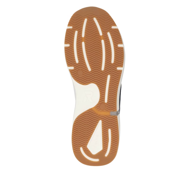 Blaue Rieker Herren Slipper U1403-14 mit Gummizug sowie einer flexiblen Sohle. Schuh Laufsohle.