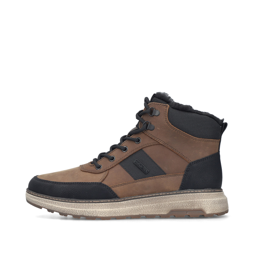 Braun-schwarze Rieker Herren Sneaker High B5546-26 aus Rauleder. Schuh Außenseite.