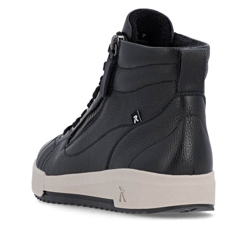 Baskets montantes Rieker noires pour femme W0164-00 en cuir lisse. Chaussure vue de dessus.