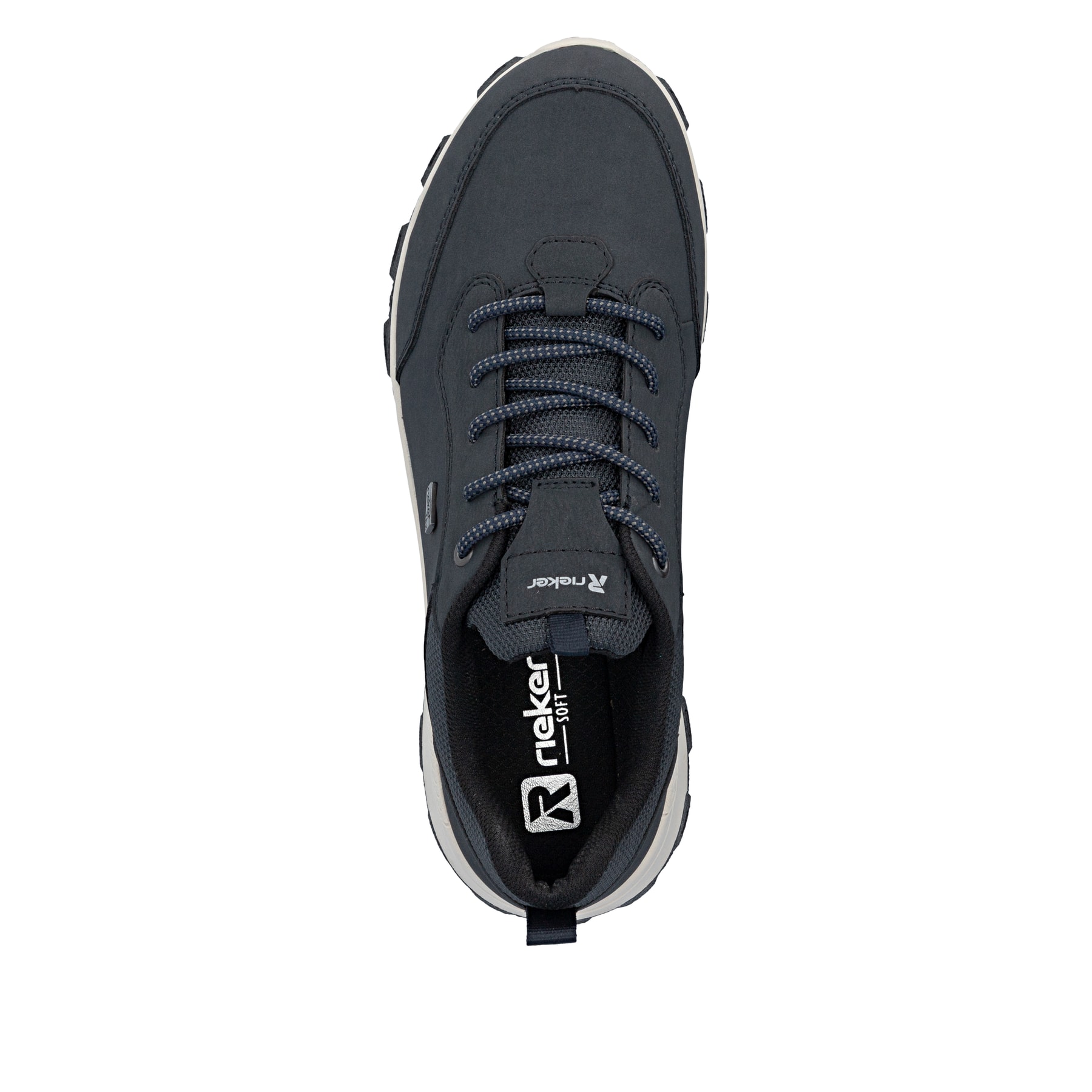 Dunkelblaue Rieker Herren Schnürschuhe 35503-15 mit der Komfortweite G. Schuh von oben.