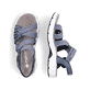 Blaue Rieker Damen Trekkingsandalen V9871-14 mit einem Elastikeinsatz. Schuh von oben, liegend.