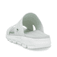 Rosane waschbare Rieker Damen Pantoletten V8451-53 mit einem Gummizug. Schuh von hinten.