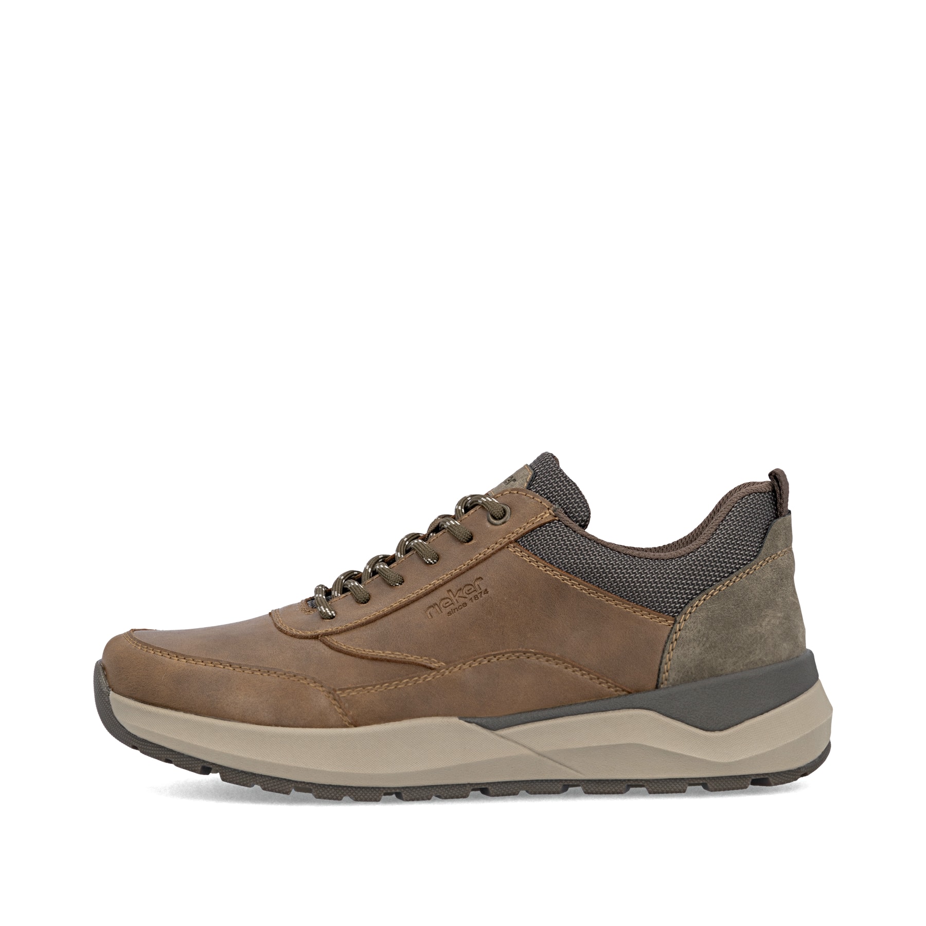 Braune Rieker Herren Sneaker Low 06000-22 mit Reißverschluss sowie Extraweite H. Schuh Außenseite.