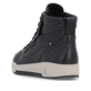 Schwarze Rieker Damen Sneaker High W0164-00 mit leichter und griffiger Sohle. Schuh von hinten.