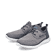 Mocassins Rieker gris pour homme B9643-42 avec bande élastique. Chaussures inclinées sur le côté.
