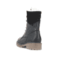 
Tiefschwarze Rieker Damen Schnürstiefel Y9232-00 mit einer griffigen Fiber-Grip Sohle. Schuh von hinten