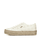 Schwanenweiße Rieker Damen Schnürschuhe 94005-80 mit goldenen Ösen. Schuh Außenseite.