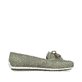 Grüne Rieker Damen Loafer 46886-52 in Löcheroptik sowie extra weicher Decksohle. Schuh Innenseite.