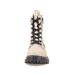 
Vanillebeige Rieker Damen Biker Boots 72634-60 mit Schnürung und Reißverschluss. Schuh von vorne.
